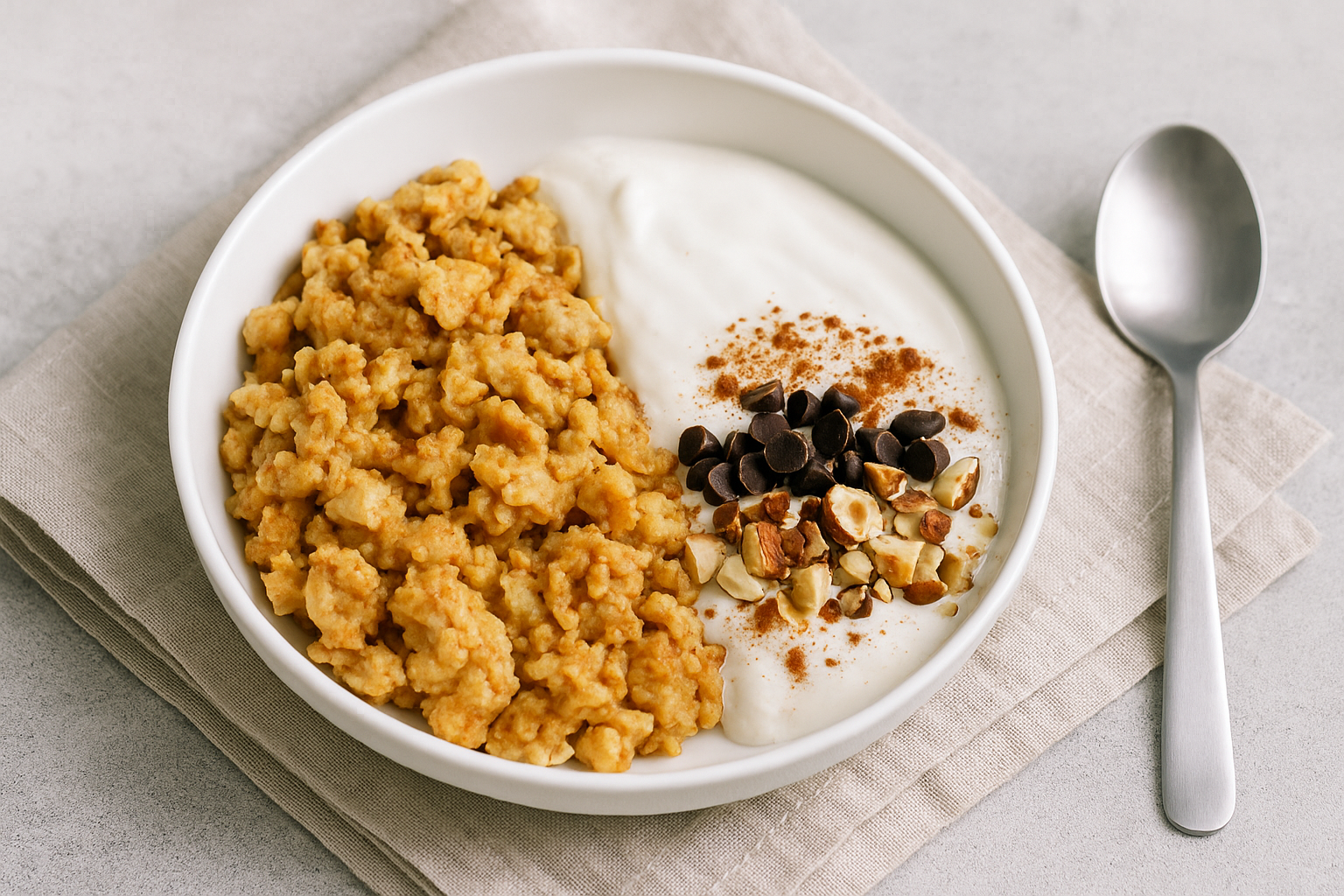 Idée petit-déjeuner : Scrambled Oats protéinés à la banane et au skyr