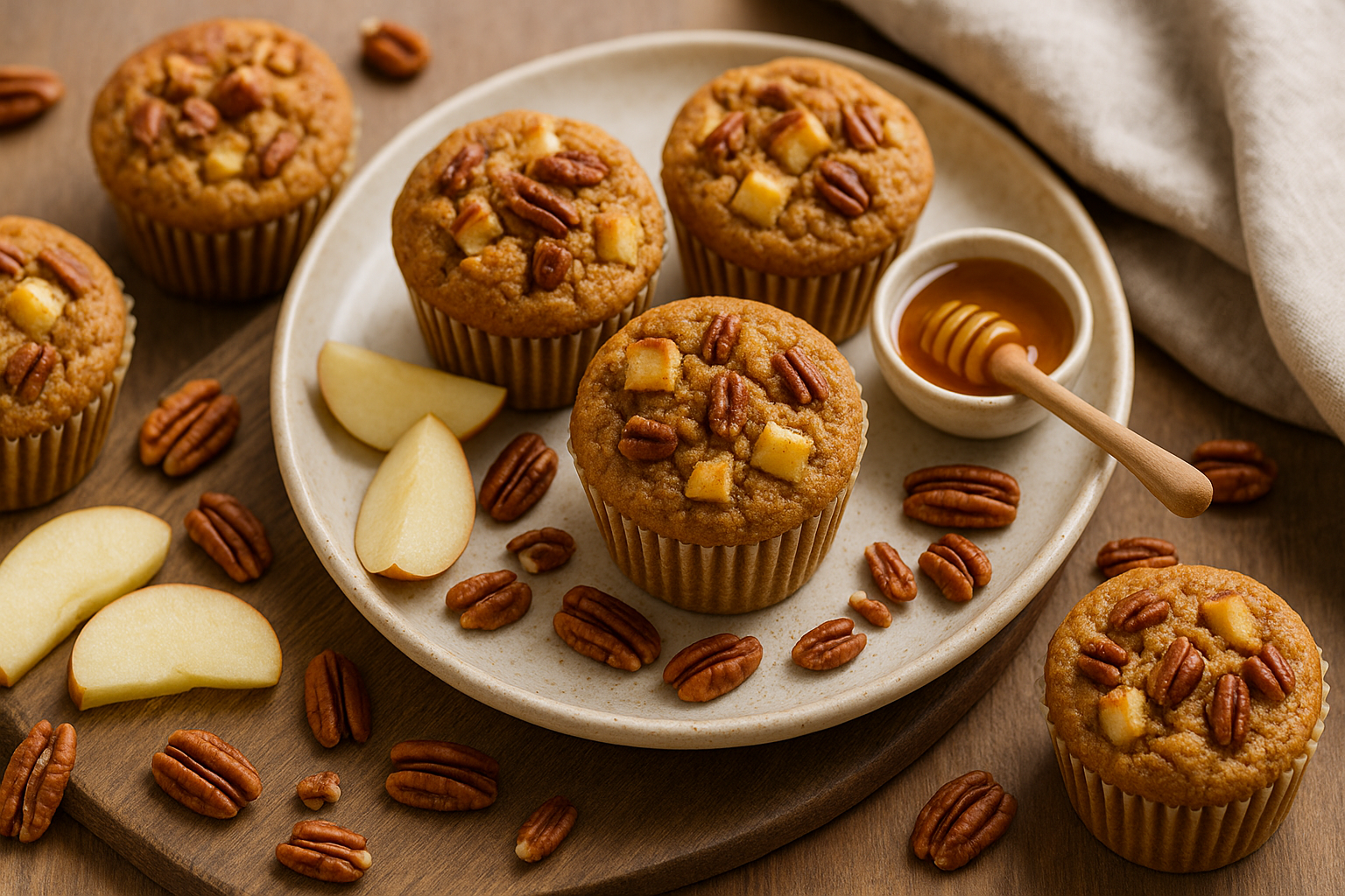 Idée collation : Muffins aux pommes, cannelle et noix de pécan