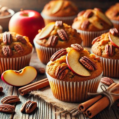 Muffins aux pommes, cannelle et noix de pécan