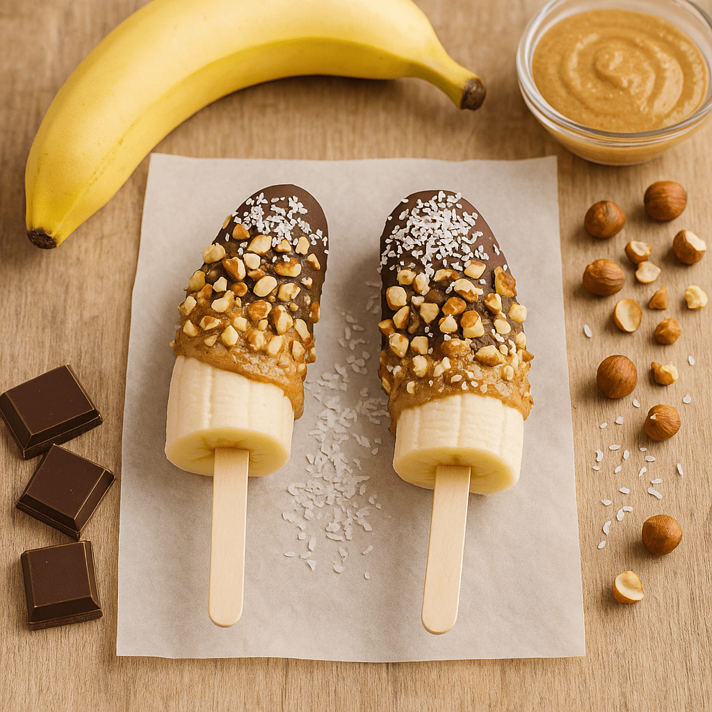 Idée collation : Banane glacée choco-noisette à la purée d’amande