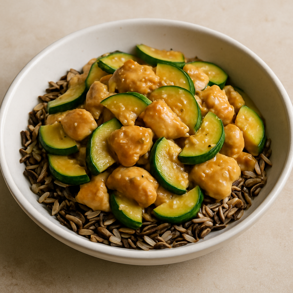 🍽️ Wok poulet - courgette & sauce cacahuète au gingembre