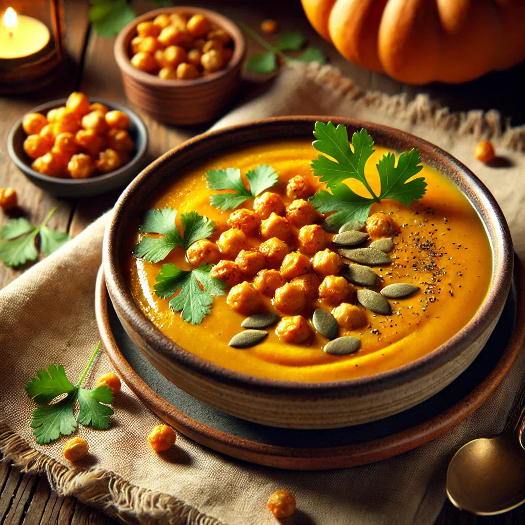 Velouté de Butternut et Pois Chiches Rôtis 🍂🥣