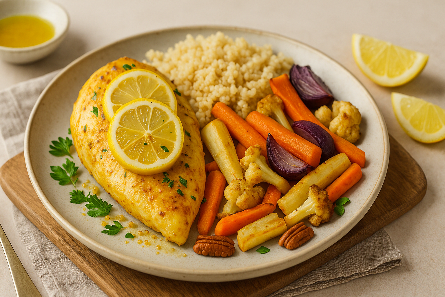 Idée repas : Poulet rôti au citron et légumes d’hiver