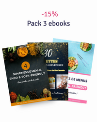 Pack 3 ebooks de recettes anti-inflammatoires – Endométriose, SOPK et troubles digestifs. Plus de 200 recettes et menus saisonniers, téléchargement PDF –15%.